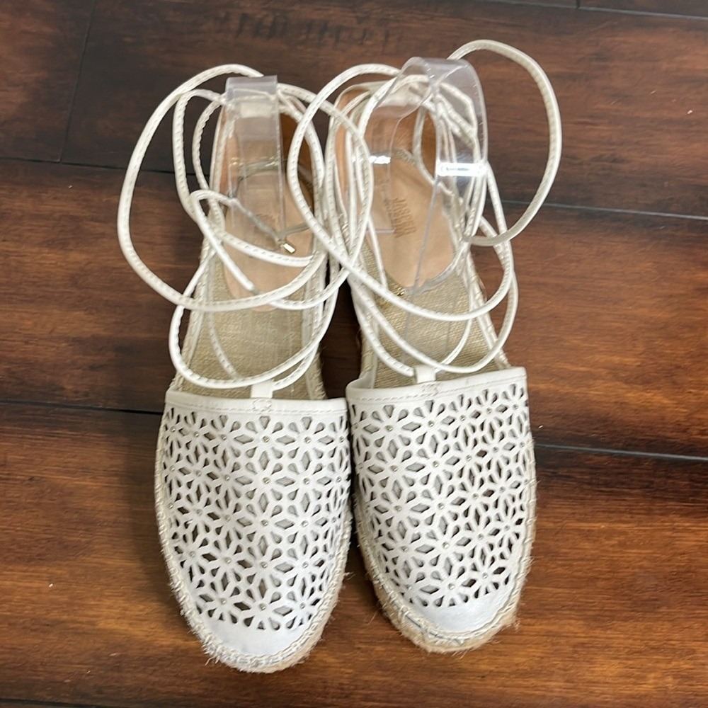 Jasper & Jeera Rosecut Leather Espadrilles Women's 8 White Boho - Picture 4 of 12